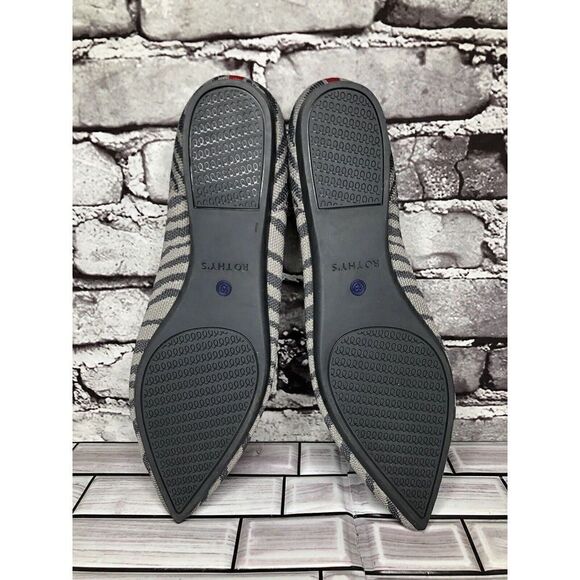 Rothy’s The Point Retired Grey Zebra Fabric Stripe Flats Women Sz 9.5M US/41EU - Picture 16 of 16